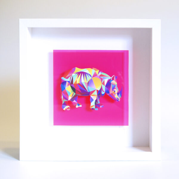 Bild mit Rahmen - Rita Rhino NEON POP ART 3D (pink)