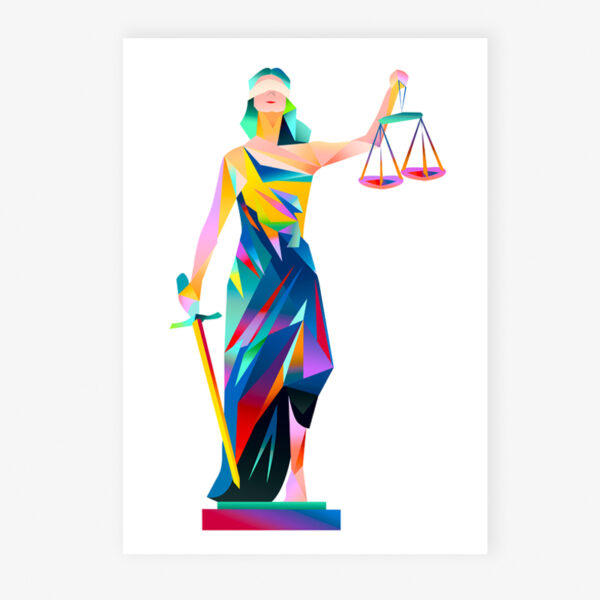 Grafikdruck Justitia - Die Göttin der Gerechtigkeit (blau)