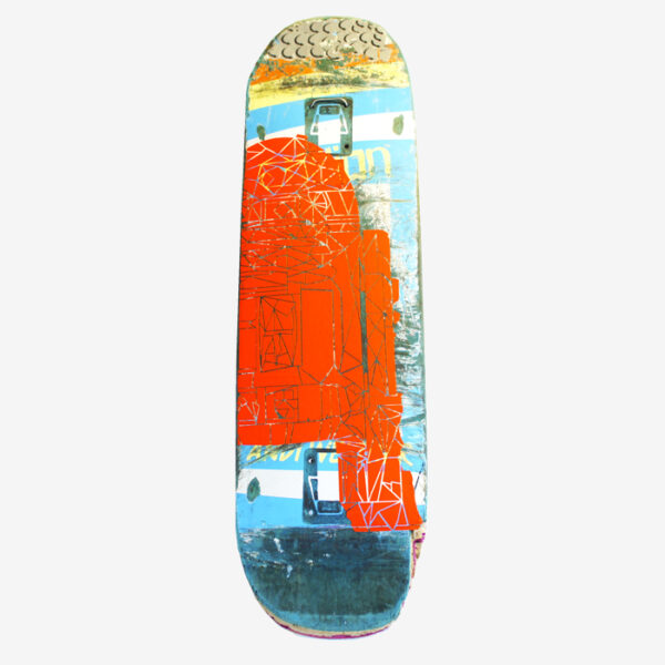 Skateboard Upcycling Wanddekoration - R2D2 neon rot